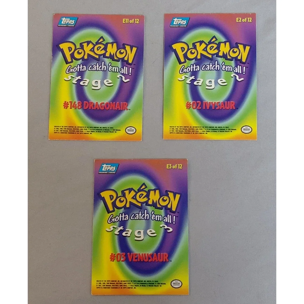 1999 Topps Pokemon First Movie LOT Dragonair E11 Ivysaur E2 Venusaur E3 Vintage